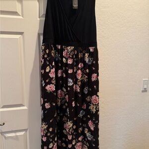 Torrid Floral Maxi Tank Dress Womens Plus Size 4 Black